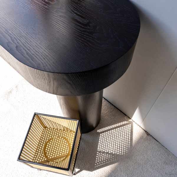 Percia Ash Veneer Console Table Close View From Living point