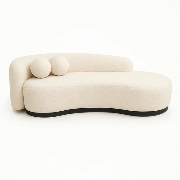 Right Armed Dragon Chaise Lounge -  Living Point. Soft beige color chaise lounch in white background. 