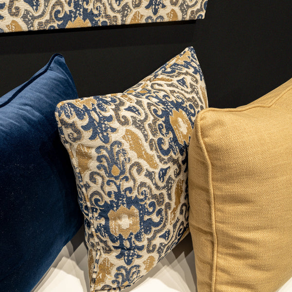 Royal Damask Wall Art & Decorative Pillows Close View from Living point