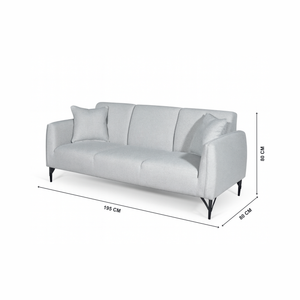 Sadq Soft Grey 3 Seater Sofa Dimensions in the White Background from Living point