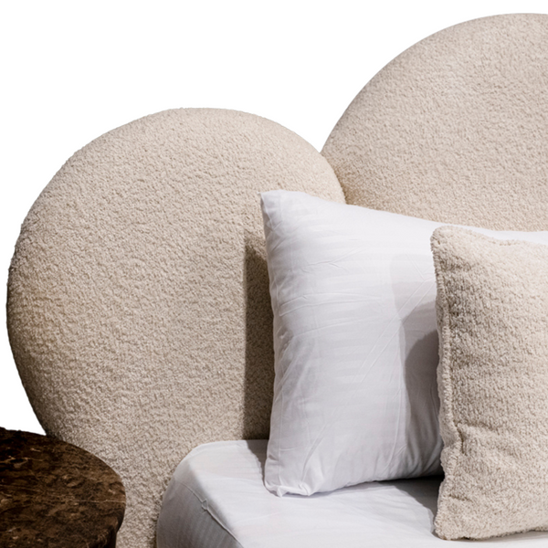 Sage Upholstered Bed Fabric Close View from Living point