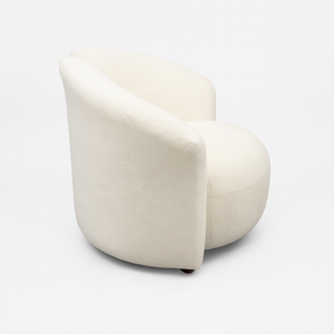 Salvador White Bouclé Accent Chair side View from Living point