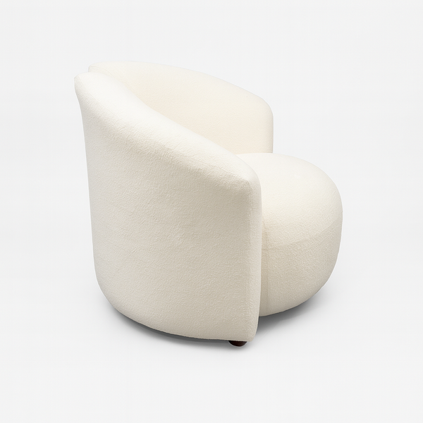 Salvador White Bouclé Accent Chair side View from Living point