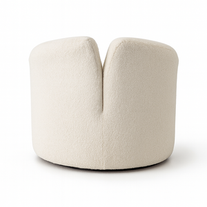 Salvador White Bouclé Accent Chair Backside View from Living point