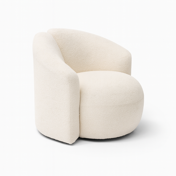 Salvador White Bouclé Accent Chair Side view from Living point