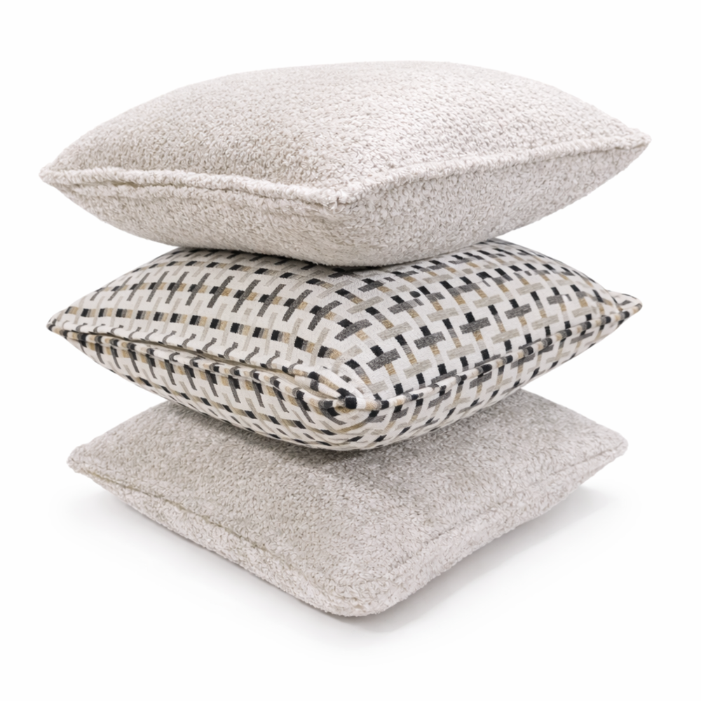Cross Weave & Cream Textured Chenile Pillow Set Living Point