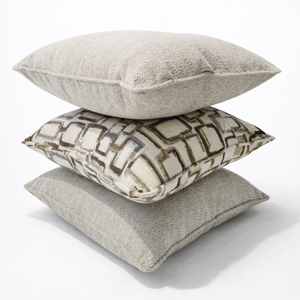 Terra Grid & Raw Umber Chenille Pillow Set Living Point