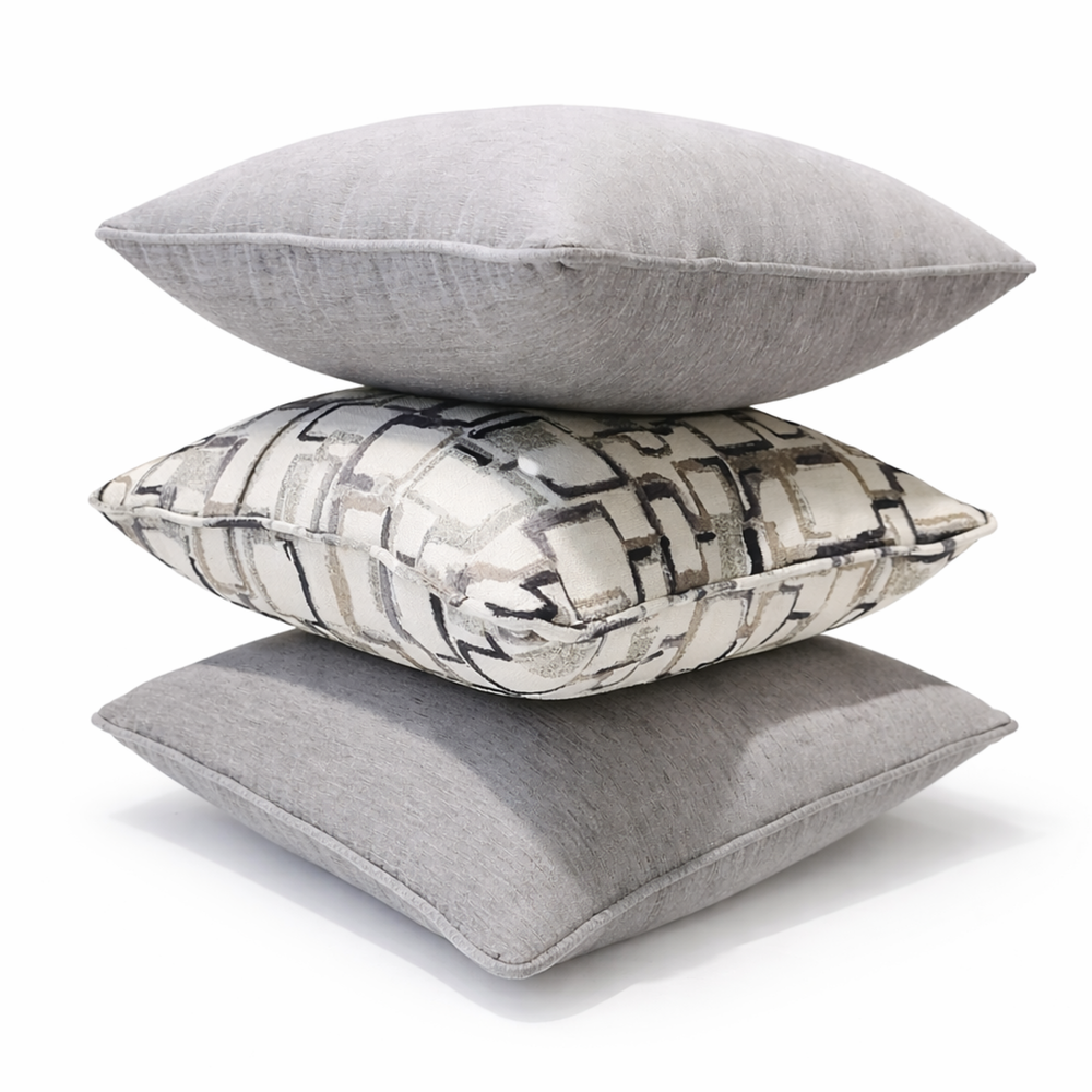 Urban Grid & Cool Ash Chenille Pillow Set Living Point