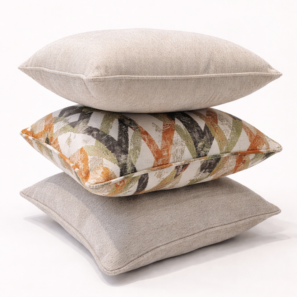 Abstract Geometry & Sand Chenille Pillow Set Living Point