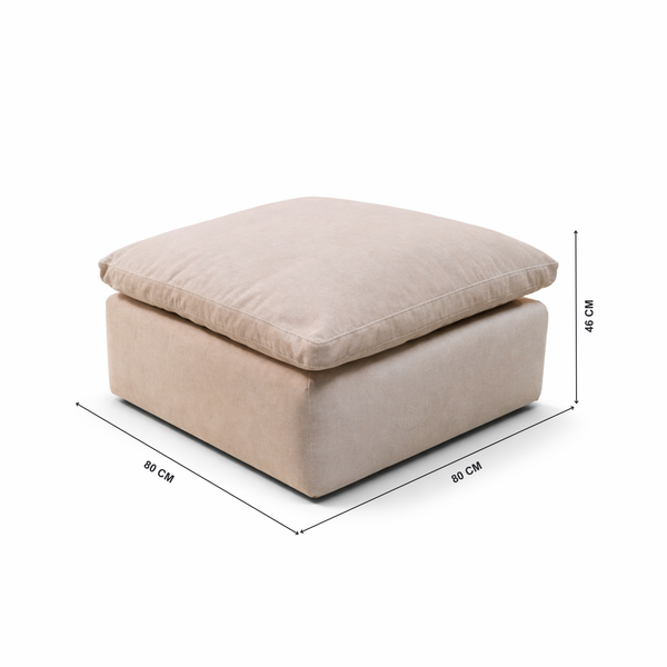 Sienna Cloud Upholstered Ottoman with Dimensions from Living point