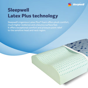 Sleepwell Latex Plus Curves Pillow with Latex Plus Technology from Living point