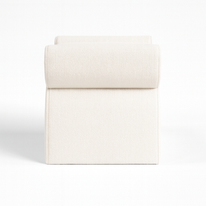 Swoon White Pouf Side View from Living point