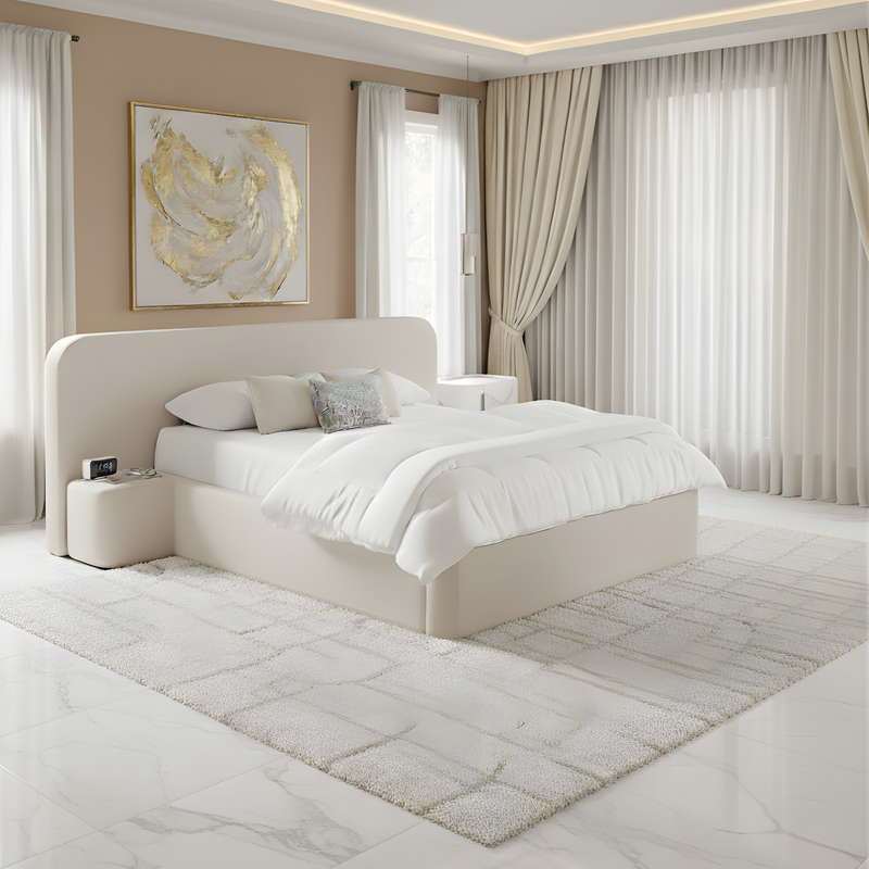 Sylvie Upholstered Bed Lifestyle Image from Living point