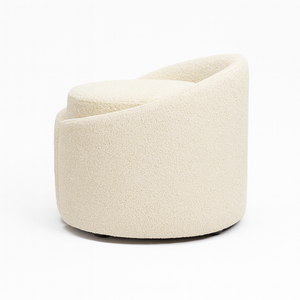 Tufty Boucle Pouf Side View from Living point
