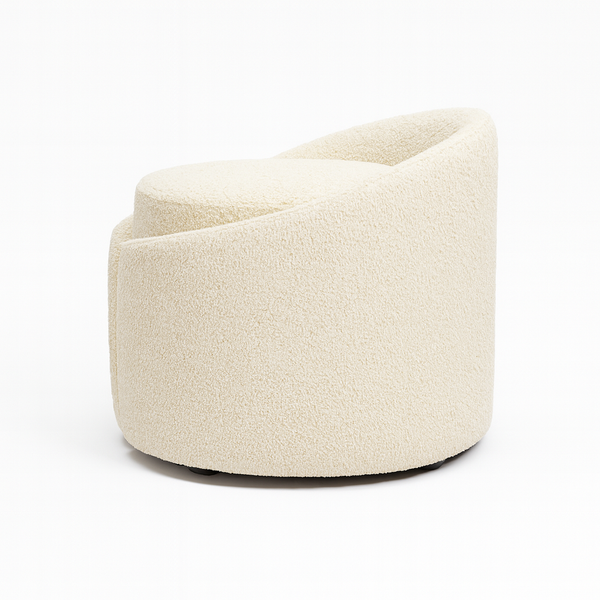 Tufty Boucle Pouf Side View from Living point