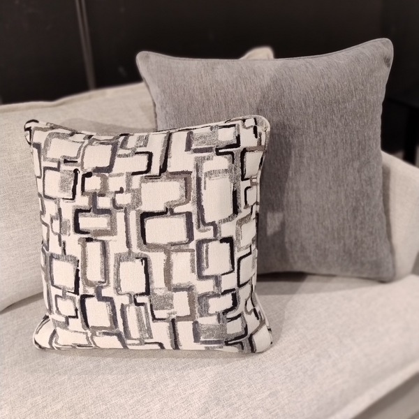 Urban Grid & Cool Ash Chenille Pillow Lifestyle Image from Living point