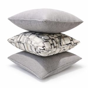 Urban Grid & Cool Ash Chenille Pillow Set of 3 from Living Point