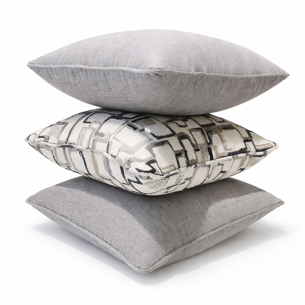 Urban Grid & Cool Ash Chenille Pillow Set of 3 from Living Point