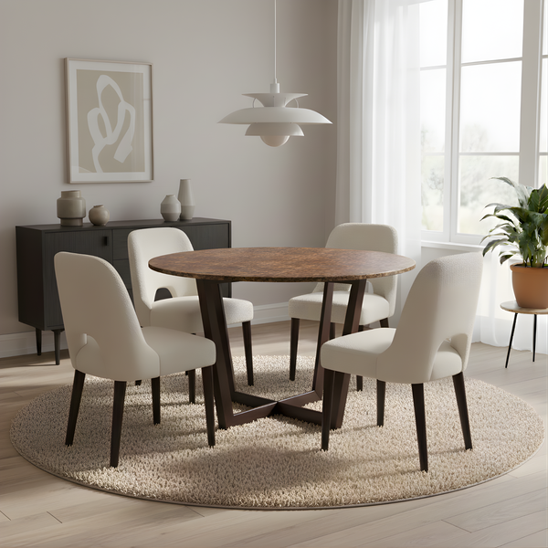 Urban Marble Dining Table round brown marble top from Living point
