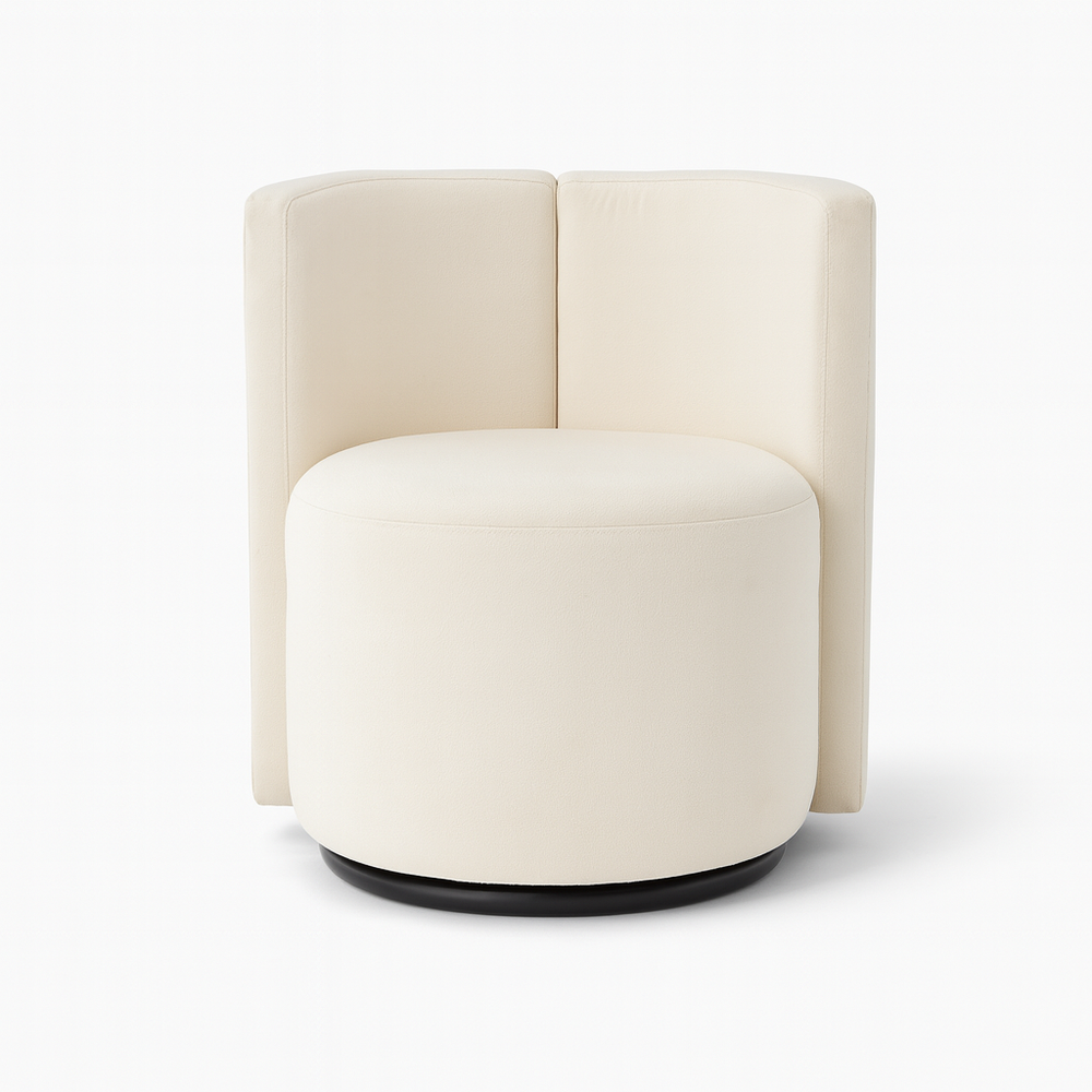 Velure White Chenille Pouf Lifestyle Image from Living point