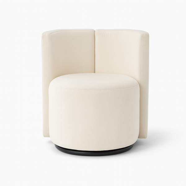 Velure White Chenille Pouf  from Living point