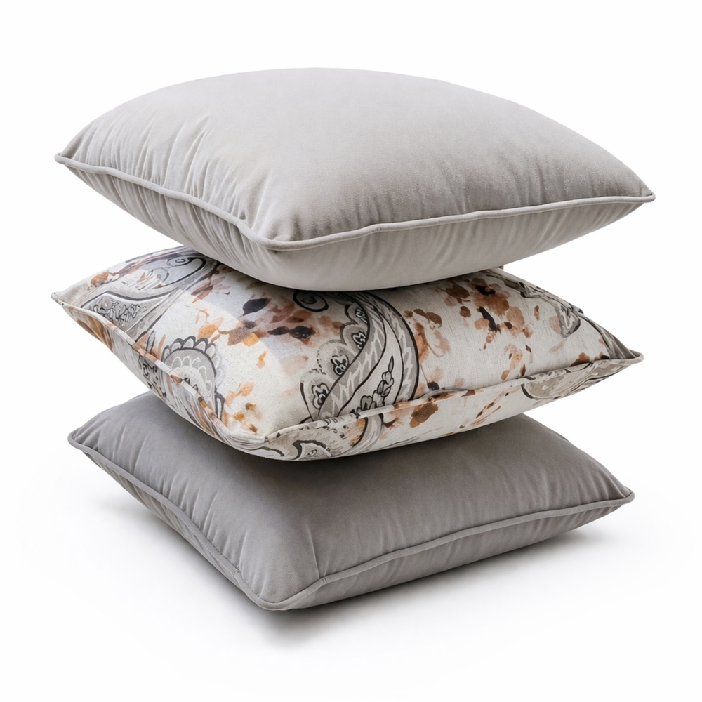 Vintage Paisley Bloom & Espresso Velvet Pillow Set of 3 from Living point