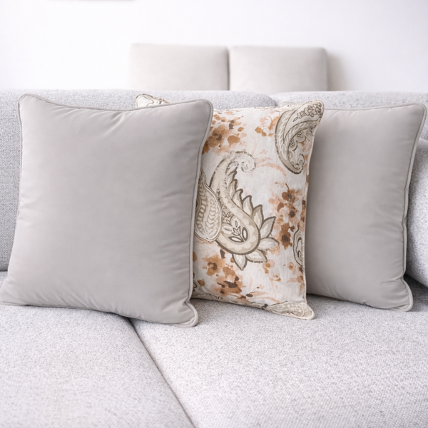Vintage Paisley Bloom & Espresso Velvet Pillow Set of 3 Lifestyle Image from Living point