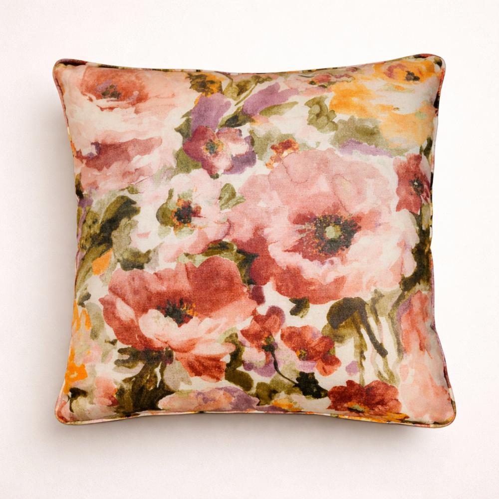 Watercolour Floral Print Pillow Lifestyle Image from Living Point