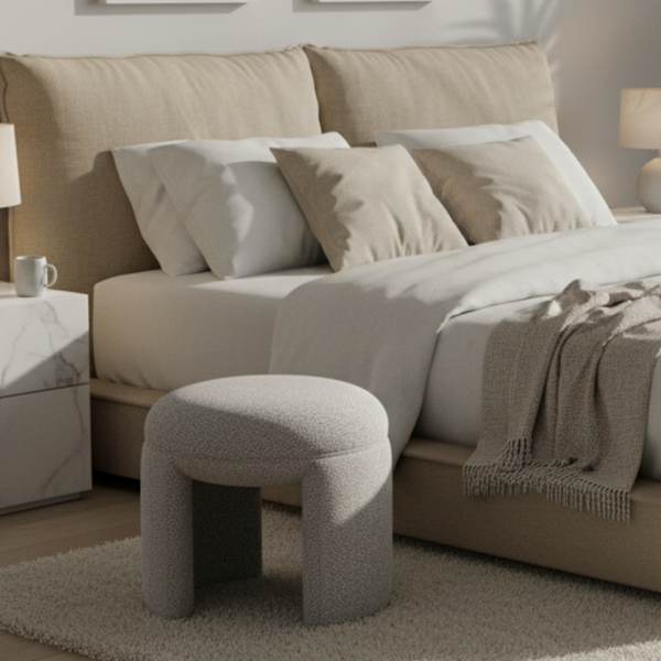 Willow Round Textured Pouf Lifestyle Image from Living point