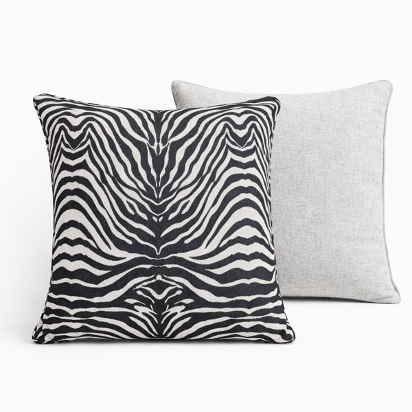 Zebra Print & Cloud Cream Chenille Pillow Set of 2 Lifestyle Image from Living point