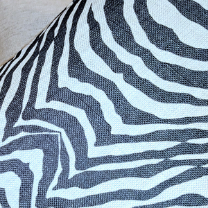 Zebra Printed Pillow Fabric Close View from Living Point