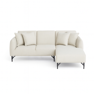 Front view of Sadq Right Chaise Corner Sofa grey sectional sofa